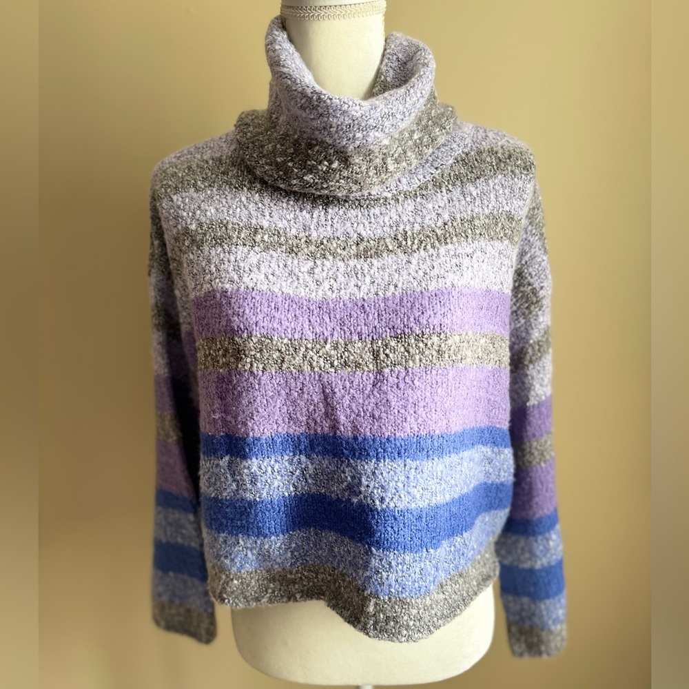 Sincerely Jules Striped Loose Turtleneck Sweater NWT